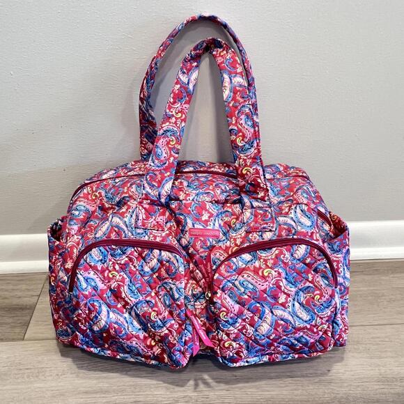 Simply Southern Handbags - Simply Southern Pink Blue Paisley Quilted Large Duffle Bag NWOT